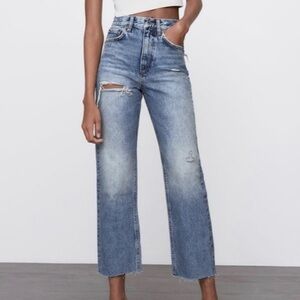 Zara Classic Blue High-Waisted Women Jeans